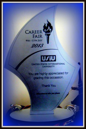 USIU Plaque- Career Fair 2013